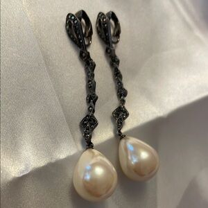 Kenneth Jay Lane Elegant Pearl Drop Clip-on Earrings